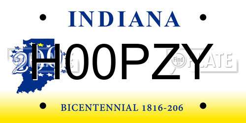 H00PZY Indiana License Plate