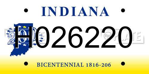 H026220 Indiana License Plate