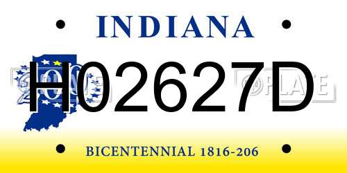 H02627D Indiana License Plate
