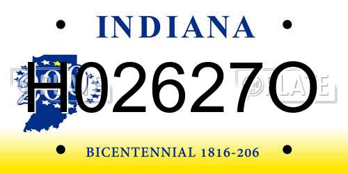 H02627O Indiana License Plate