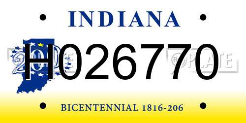 H026770 Indiana License Plate