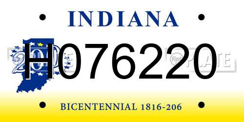 H076220 Indiana License Plate