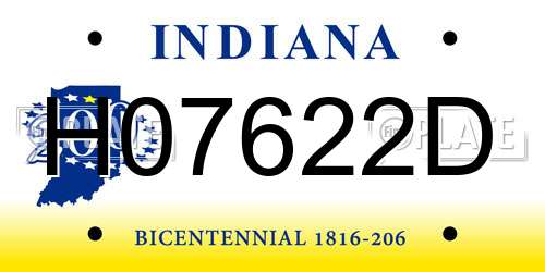 H07622D Indiana License Plate