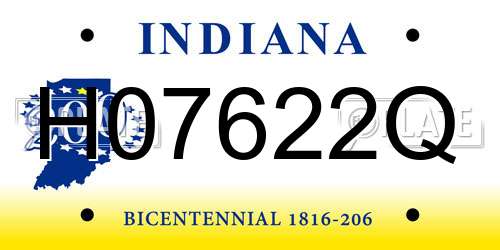 H07622Q Indiana License Plate