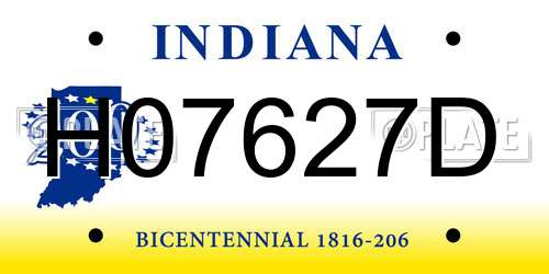 H07627D Indiana License Plate
