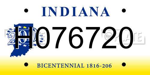 H076720 Indiana License Plate