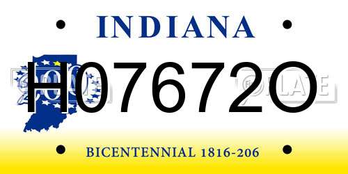 H07672O Indiana License Plate