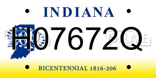 H07672Q Indiana License Plate