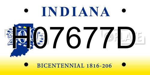 H07677D Indiana License Plate