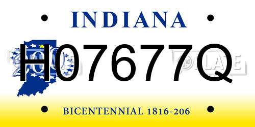 H07677Q Indiana License Plate
