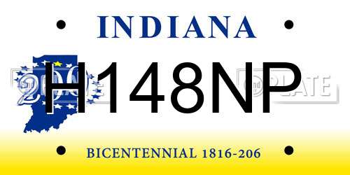 H148NP Indiana License Plate