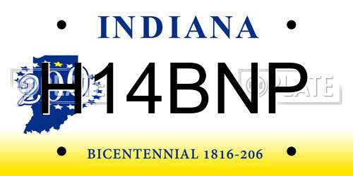 H14BNP Indiana License Plate