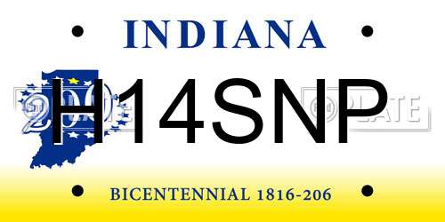 H14SNP Indiana License Plate