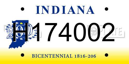 H174002 Indiana License Plate