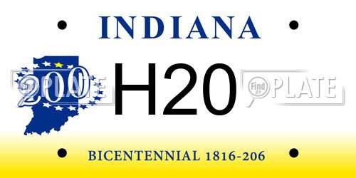 H20 Indiana License Plate