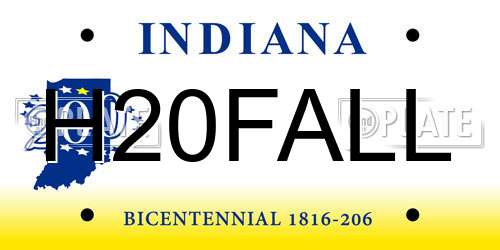 H20FALL Indiana License Plate