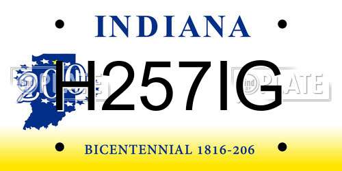 H257IG Indiana License Plate