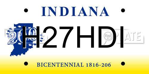 H27HDI Indiana License Plate