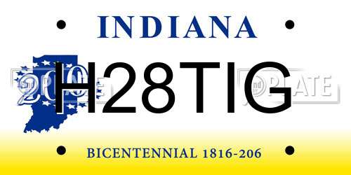 H28TIG Indiana License Plate