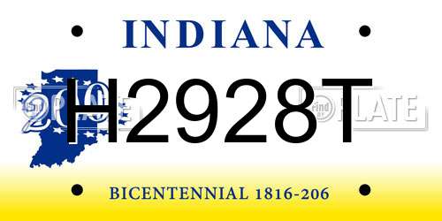 H2928T Indiana License Plate