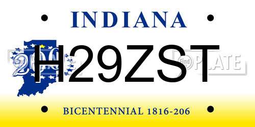 H29ZST Indiana License Plate