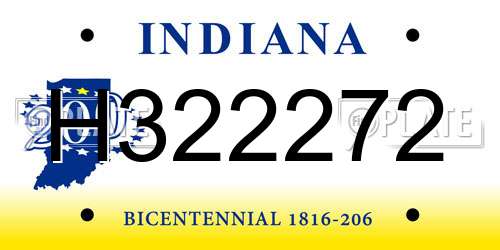 H322272 Indiana License Plate