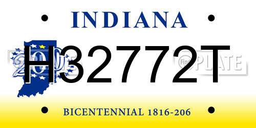 H32772T Indiana License Plate