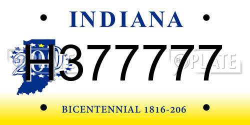 H377777 Indiana License Plate