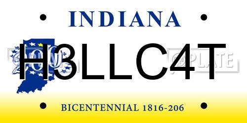 H3LLC4T Indiana License Plate