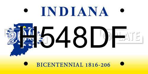 H548DF Indiana License Plate