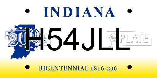 H54JLL Indiana License Plate