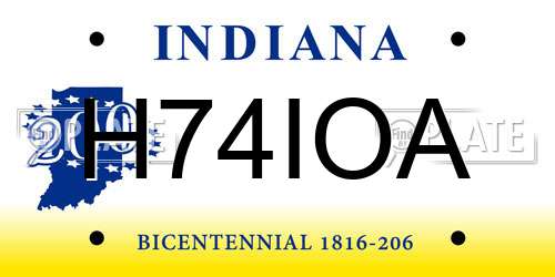H74IOA Indiana License Plate