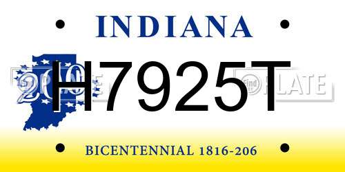 H7925T Indiana License Plate