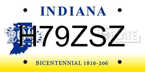 H79ZSZ Indiana License Plate