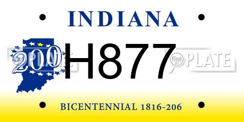 H877 Indiana License Plate