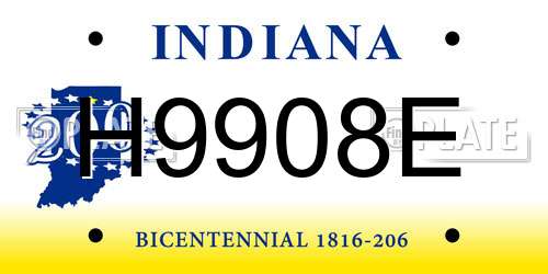 H9908E Indiana License Plate