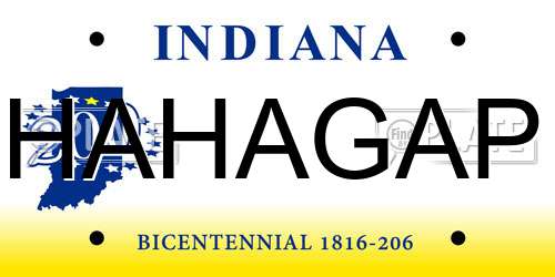 HAHAGAP Indiana License Plate