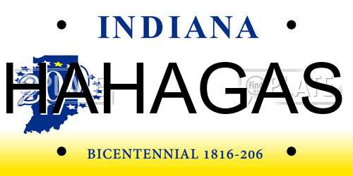HAHAGAS Indiana License Plate