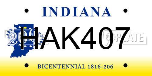 HAK407 Indiana License Plate