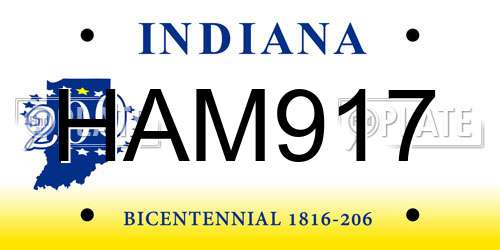 HAM917 Indiana License Plate