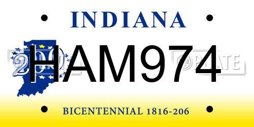 HAM974 Indiana License Plate