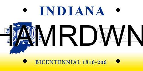 HAMRDWN Indiana License Plate