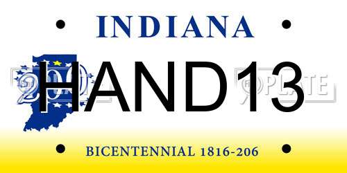 HAND13 Indiana License Plate