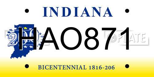 HAO871 Indiana License Plate