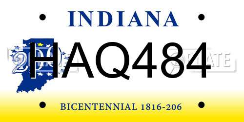HAQ484 Indiana License Plate