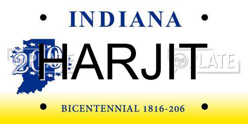HARJIT Indiana License Plate