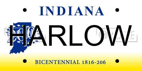 HARLOW Indiana License Plate