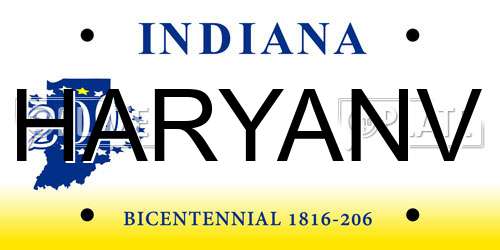 HARYANV Indiana License Plate