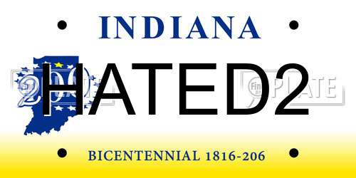 HATED2 Indiana License Plate