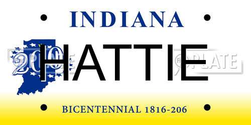 HATTIE Indiana License Plate